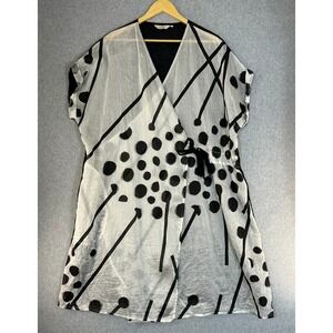 Cheyenne Size L / XL Duster Topper Linen Blend Sheer Polka Dot Lagenlook Artsy